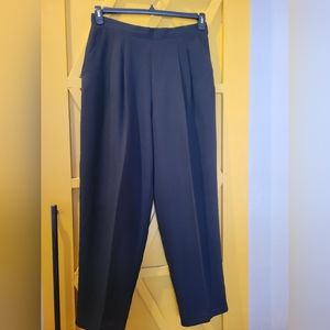 Stephen Peters Black Pleated High-Waisted Trouser Pants